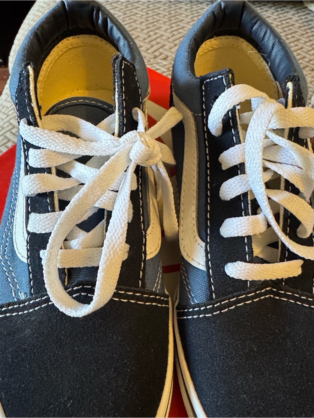 Vans Kids Blue and White Low-Top Skate Sneakers